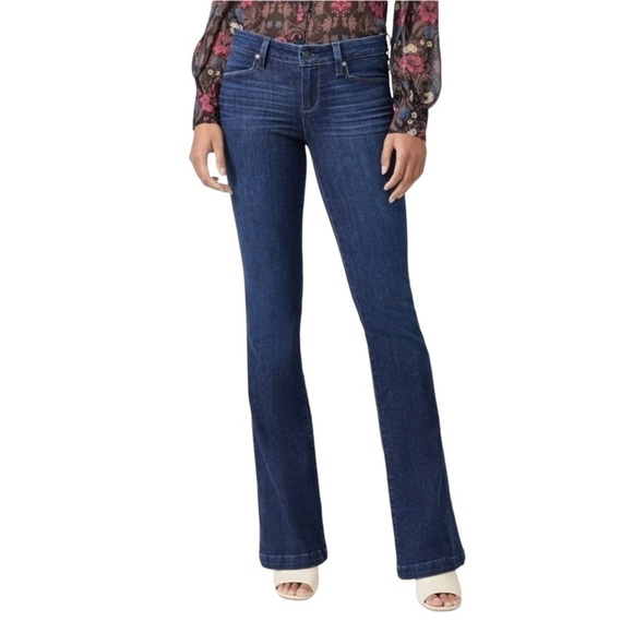 Paige Jeans Sz 26 Laurel Canyon Low-rise Bootcut Blue Embroidered Pockets - Picture 1 of 9